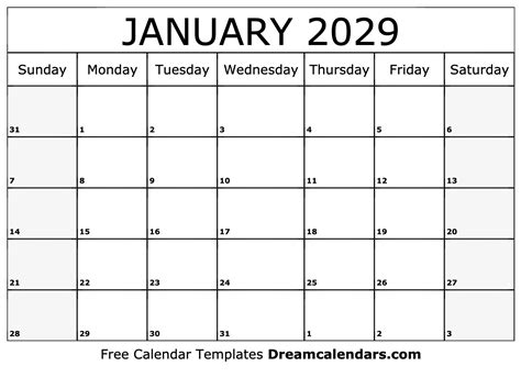 sixline 16 11 2029|January 2029 Calendar.